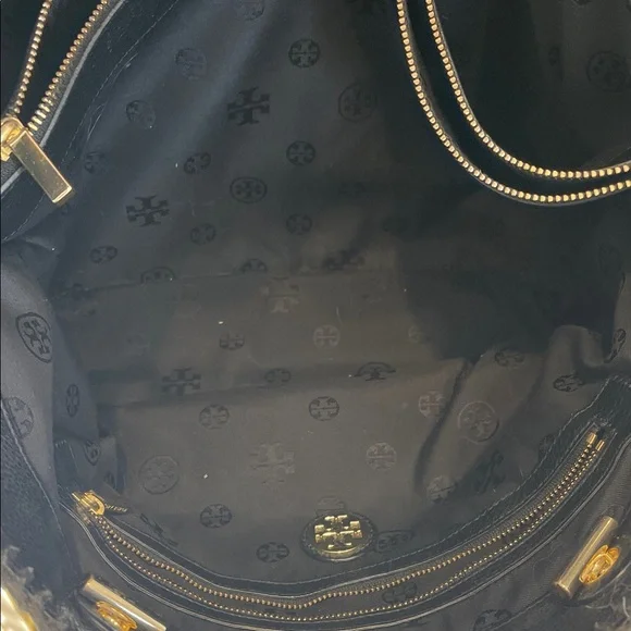 Tory Burch Black, Cream and Navy Woven Tote - Picture 7 of 8